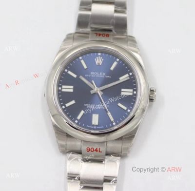  Rolex Oyster Perpetual Blue Dial 41mm Swiss Replica Watches 904L